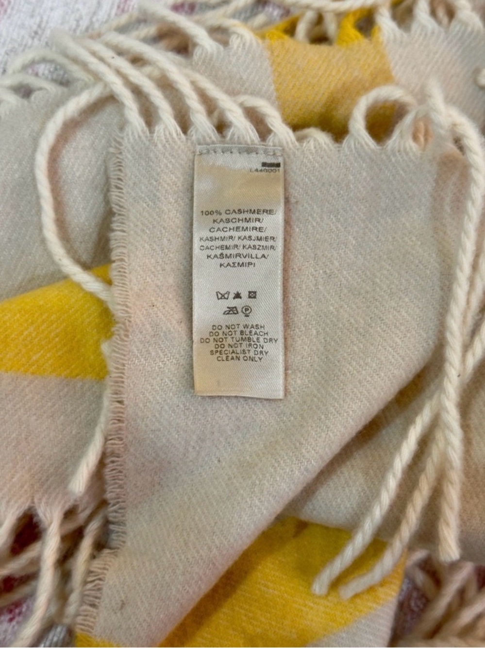 Burberry Cream and Yellow Cashmere Fringe Poncho